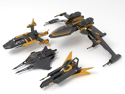 Futuristic Fighter Jets With Diverse Designs And Details 3d model