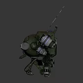 Green Sci-Fi Mechanical Character With Antenna Wheels Mechanical Arms And Glowing Elements 3d model