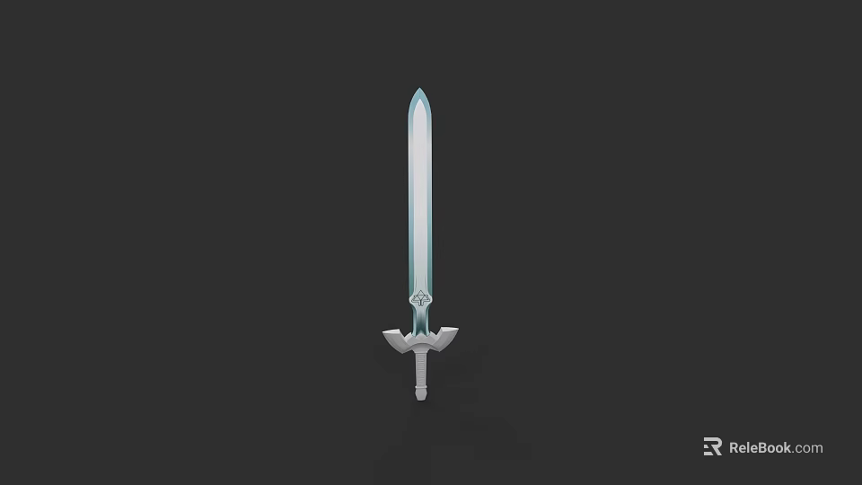 3D Rendered Sword With Blue Transparent Blade And Decorative Hilt Isolated On Dark Background 3d model 