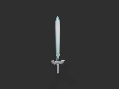 3D Rendered Sword With Blue Transparent Blade And Decorative Hilt Isolated On Dark Background 3d model