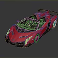 Red Super Sports Car With Streamlined Design Black Accents And Rear Spoiler