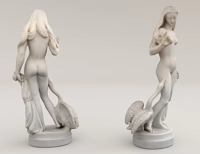 White Marble Female Sculpture With Swan Figure And Circular Base Two Views 3d model White Marble Female Sculpture With Swan Figure And Circular Base Two Views 3d model
