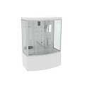 Modern Shower Sauna With Transparent Glass Door Multiple Showerheads And Control Panel