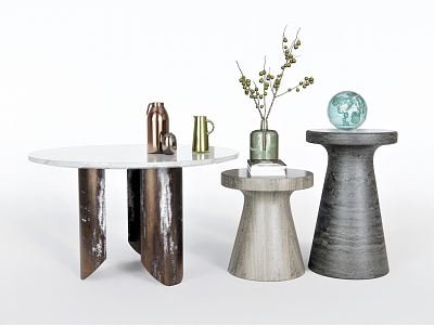 Modern Round Table Side Table Corner Table Coffee Table Low Table Round Side Table Plant Vase Ornaments model