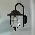 Black Metal Wall Sconce With Clear Glass Shade Vintage Design Mounted On Wall