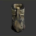 Artistic Sculpture Carving Curved Horn Shaped With Textured Bronze Gold Gradient On Dark Background