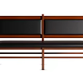 Sturdy Public Benches With Wooden Frame And Black Seats For Public Spaces