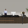 Modern Company Reception Area Bar Reception Desk 3d model