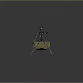 Military Weapon with Tripod Wooden Grip and Metal Components Setup