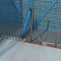 Construction Site with Blue Metal Frames Steel Rebars and Floor Construction Red Marking Lines