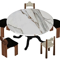 Middle style dining table and chair combination 3d model