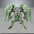 Green Mecha Character Featuring Biological Elements Two Wing Like Structures And Orange Eyes 3d model