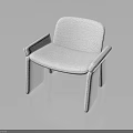 Modern White Upholstered Chair With Armrests Sleek Lines And Minimalist Design