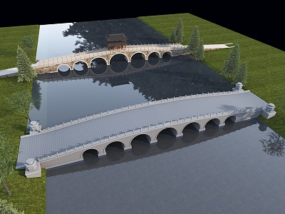 bridge stone arch bridge seven arch bridge 3d model