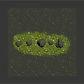 Scattered Natural Stone Pieces On Lush Green Grass With Small Colorful Flowers