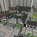 Modern Residential Complex With High Rise Buildings Low Rise Structures Green Spaces And Parking