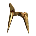 Unique Golden Geometric Polyhedron Single Chair With Sharp Edges And Artistic Design