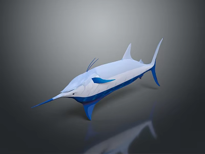 Sailfish With Blue And White Streamlined Body Long Bill And Distinct Dorsal Fin 3d model
