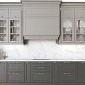 Modern Kitchen Cabinets With Dark And Light Design Marble Countertop Glass Door And Oven