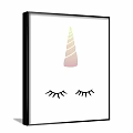 Minimalist Pastel Gradient Unicorn Horn With Eyelashes Framed Wall Decor Design
