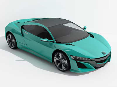 Turquoise Sports Car With Streamlined Body Black Roof And Black Alloy Wheels 3d model