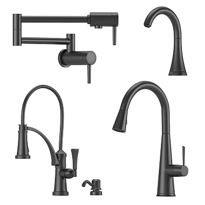 Modern Black Faucets In Various Styles For Kitchen And Bathroom 3d model