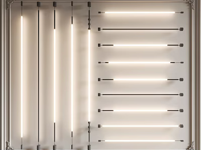 Contemporary Lighting Combination Featuring Linear Light Fixtures In Vertical And Horizontal Bright Design 3d model