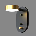 Modern Golden Wall Lamp With Black Base And Control Knobs For Home Decor 3d model