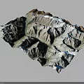 Detailed 3D Mountainous Terrain Model With Valleys Rivers And Elevation Features