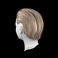 Game and Movie Character White Head Model With Brown Short Hair On Black Background