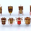 Traditional Chinese Lanterns Decorative Ornament Set With Various Vintage Designs And Intricate Details