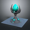 Decorative Blue Gemstone Ornament with Metal Stand and Square Base 3d model