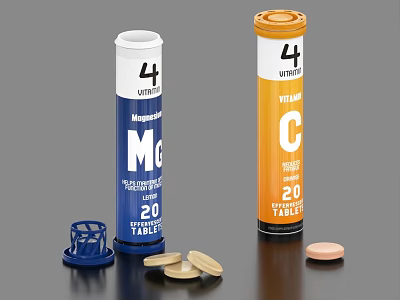 Tasty Chewable Vitamin C and Magnesium Tablets for 4 Plus Years Kids 20 Tablets 3d model