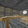 Traditional Style Tea Specialty Store With Wooden Shelves Counter And Round Window
