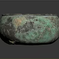 Antique Bronze Bowl with Green Patina and Rusted Texture for Daily Life