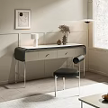 Modern Desk Interior With White Top Black Drawers Chair Table Lamp And Vase