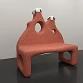 Unique Public Bench With Orange Surface White Accents And Circular Holes Design