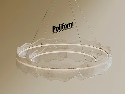 Poliform Modern Chandelier With Circular Rings And Transparent Layered Design 3d model