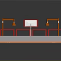 Basketball Court Design With Red Fences Hoops Orange Floor And White Lines