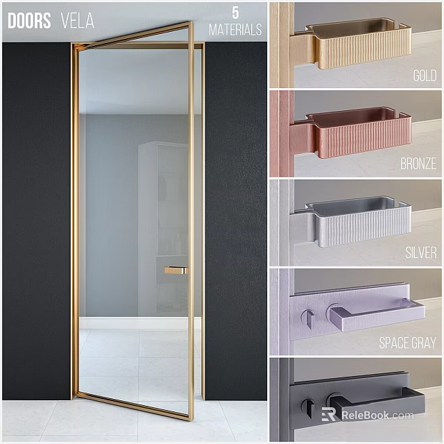 Stylish Shower Room With Gold Frame And Storage Racks In Gold Bronze Silver Gray 3d model 