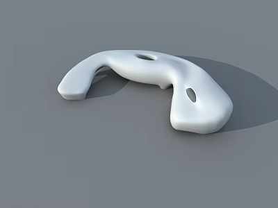 White Abstract Curved Design Object With Two Holes On Gray Background 3d model