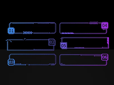 Six Numbered Sculpture Carving Templates Featuring Internal Lines And Blue Purple Gradient 3d model