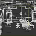 Cartoon Scene of Futuristic Control Room With Metallic Walls Large Windows White Table Black Chairs And Screens