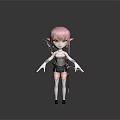 Pink Haired Elf Archer Character With Green Eyes And Bow