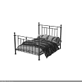 Black Metal Children's Bed With Four Poster Design And Decorative Bedposts