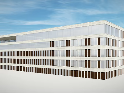 Modern Office Building Architecture With Glass Curtain Walls And Multi Storey Exterior Design 3d model