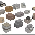 Various Storage Boxes With Woven Plastic Fabric Designs And Lidded Styles For Organization 3d model
