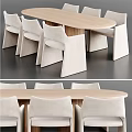 Modern CB2 Dining Table and Chair Combination 3d model