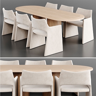 Modern CB2 Dining Table and Chair Combination 3d model