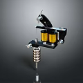 Professional Tattoo Machine With Yellow Coils Black Frame Metal Components And Precision Design